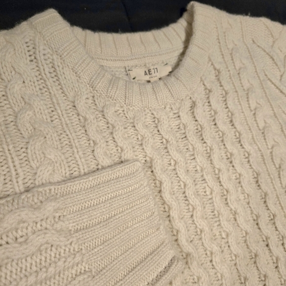 AE77 American Eagle Men's Fisherman Crewneck Cashmere Sweater Cream‎ NWT Size XL - Picture 5 of 13